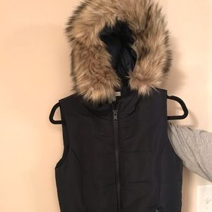 Liz Claiborne fur lined navy vest